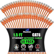 Maximm Cat 6 Ethernet Cable 1.5 Ft, (50-Pack) Cat6 Cable, LAN Cable, Internet Cable and Network Cabl