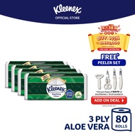 Kleenex Bath Tissue Toilet Tissue Paper Clean Care Aloe - 3Ply (20 Rolls x 4 packs)