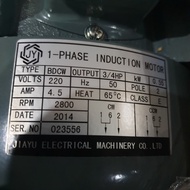 3/4 HP 1 PHASE JIAYU Dynamo/ELECTRO MOTOR/ELECTRO MOTOR 2P/4P ORIGINAL