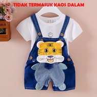 Baju Bayi Overall Tali Monyet Motif Hewan Model Jean