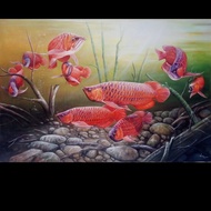 lukisan Ikan Arwana Super Red