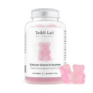 Unichi - Teddi Lab 鈣+維生素 D3 小熊軟糖 60粒 (草莓牛奶口味) [平行進口]