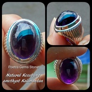 CINCIN BATU AKIK PERMATA NATURAL KECUBUNG AMETHYST PANGKALAN BUN UNGU TUA TERMURAH