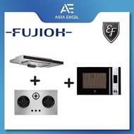 FUJIOH FR-MS2390R 90CM SLIMLINE HOOD + FUJIOH FH-GS6530 SVSS 3 BURNER GAS HOB + EF EFMO 8925 M 25L TABLE  TOP MICROWAVE