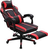 SONGMICS Racing Gaming Chair, Adjustable Ergonomic Office Chair with Footrest, Tilt Mechanism, Lumbar Support, 330 lb Load, Black and Red UOBG073B01