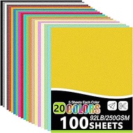 OcePor Glitter Cardstock, 100 Sheets in 20 Colors Cardstock, Glitter Paper for Cricut, Crafts and DI