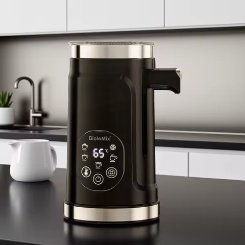 BioloMix 5-in-1 Milk Frother with Upgraded LED Display Touch Screen - Hot And Cold Foam Maker Milk W