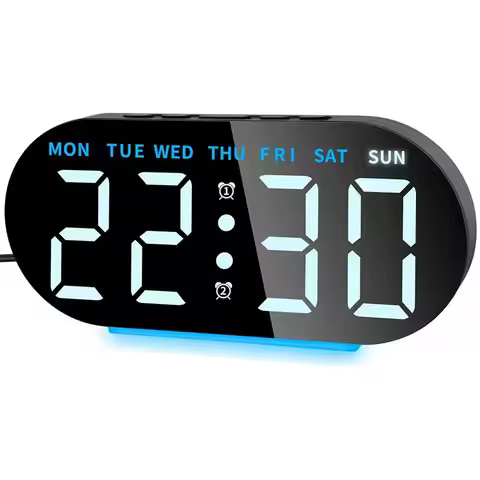 LICE-Alarm Clock Digital Radio-Controlled Clock With LED Display,Digital Alarm Clock,Night Light,Sno