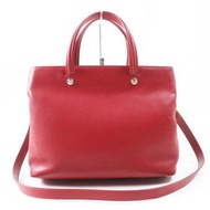 Longchamp Le Florone 標誌雕刻雙肩/手提包，RED和銀色五金配件，成色極佳。