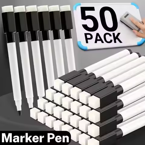 Whiteboard Marker Pen Dry Erase Markers with Eraser Cap for Office School Stationery Magnetic White