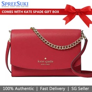 Kate Spade Handbag In Gift Box Crossbody Bag Carson Saffiano Leather Convertible Crossbody Red Currant # WKR00119