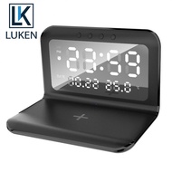 LUKEN 3 In 1 Multi-function 15W Phone Wireless Charger LED Desktop Clock Charging Calendar Wireless Chargers For ip 14 13 12  XiaoMi Huawei