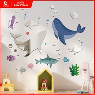 Cartoon Mirror Ocean Theme Whale Mirror Sticker Children's Room Decoration Sticker