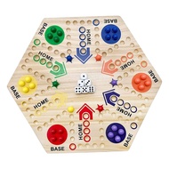 Double-sided Flying Chess Game with Marble Dice 4-6 Players Interactive Flying Chess Wooden Board Ga