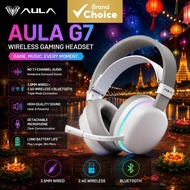AULA G7 Headphones Tri Mode Wireless Gaming Earphones Bluetooth RGB Backlit Rechargeable Earbuds Low