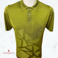 Montagut Men's Short-Sleeve Polo T-Shirt in Fil Lumiere With Pattern 100% Polyamide Made in Portugal