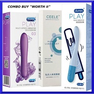 [2 Durex Sex Toy + FREE Lub ] Durex 02 + 03 Slim Vibrator Vagina - Woman G Spot Soft Anal Magic Wand Clitoris Stimulator