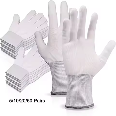 EHDIS 5/10/20/50 Pairs Work Gloves Vinyl Car Wrapping Finger Protector Nylon Anti-Static Hands Cover