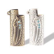 2 Packs Lighter Case Sleeve Holder Cover Feather Lighter Pouches Fit for Mini BIC Lighter J5,Bronze 