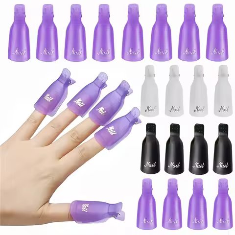 10Pcs Plastic Acrylic Nail Art Soak Off Cap Clip UV Gel Polish Remover Wrap Tool Gel Nail Polish Rem