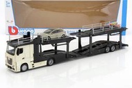 【特價現貨】1:43 Bburago Mercedes Benz Actros +  VW Polo GTI 車輛運輸車