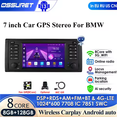 2din Android Car Radio GPS for BMW 5 Series E39 1996 M5 2000 X5 E53 Multimedia Video Player Nav Head