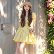 短款连衣裙short dress法式黄色连衣裙2025夏季新款感法式穿搭多巴胺掐腰裙子短裙in新款2025.10.22