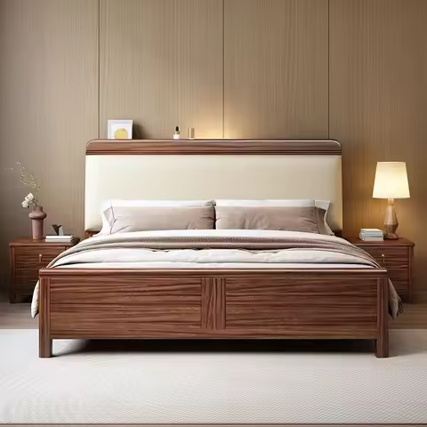 for Solid Wood Tenon and Mortise Full Bed Board Walnut 1.5x2m Double Bed Master Bedroom 1.8m All Sol
