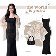 1 Set Outfit to the Beach [Arwen Outer Fesa + Inner Dress + Bag] Suit TrendyWanita - IS307N
