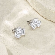 Real Moissanite 6ct Total Fancy Cut Earrings S925 Sterling Silver, All Stones Pass Diamond Test