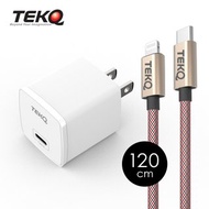 【TEKQ】20W USB-C PD 快速充電器+TEKQ 蘋果MFi 快充傳輸線120cm