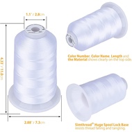 Benang Sulaman Simthread 5500 Yards Putih 001, 2 Gulungan Besar 40wt Poliester untuk Mesin Brother, 