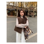 Korean Version Thickened Ladies Cotton Vest Winter Warm Jacket Down Cotton Vest Waistcoat Jacket G5X