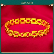 ASIX GOLD Womens H Design Bracelet Ring Set Minimalist Elegant Handmade Complete Jewelry Set 916 24K
