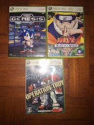 XBOX 360 GAME X 2 -世嘉MD 五代SEGA Genesis Collection, 火影忍者 狐忍 NARUTO Rise of a Ninja, 機動戰士鋼彈高達Bandai Mo