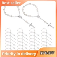 30Pcs Baptism Rosary Beads Finger Baptism Rosaries Faux  for Baptism Favors  Favors Communion Favors