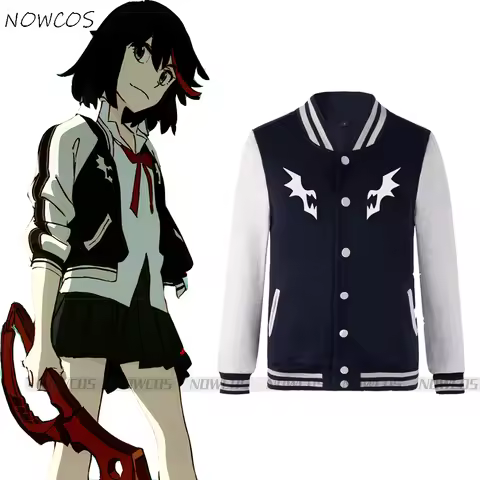 NOWCOS KILL la KILL Baseball Jacket Coat Cosplay Costume Ryuko Matoi Hoodies Sweatshirts for Women M