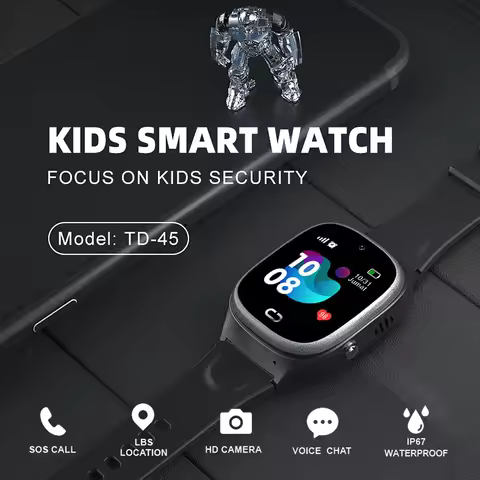 TD-45 2G Kids Smart Phone Watch Children Smartwatch SOS Call Voice Chat IP67 Waterproof with Nano SI