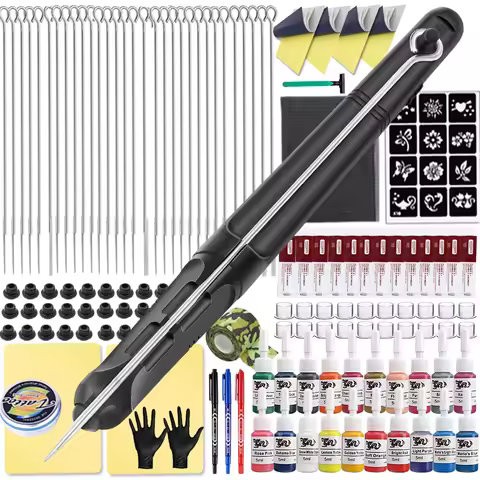 DIY 3D Hand Poke and Stick Tattoo Kit with Ink Needles Accessories Set for Body Art Hand Poke Stick 