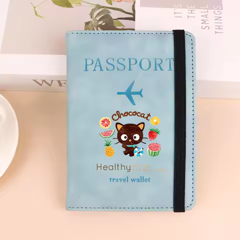 Sanrio Chococat RFID Passport Holder Women Men Travel Wallet Document Organizer Kawaii Waterproof Do