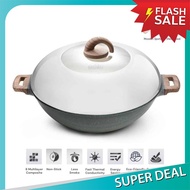 Hot Sales [ Local Ready Stocks ] iGOZO AMOZONAS 36CM NON-STICK PREMIUM GRANITE WOK + GLASS LID FREE : 1. WOODEN SPATULA