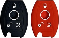 Key Fob Cover for CLK ML350: 2 Pcs 3 Buttons Silicone Remote Case Protector Fit for Mercedes Benz E5