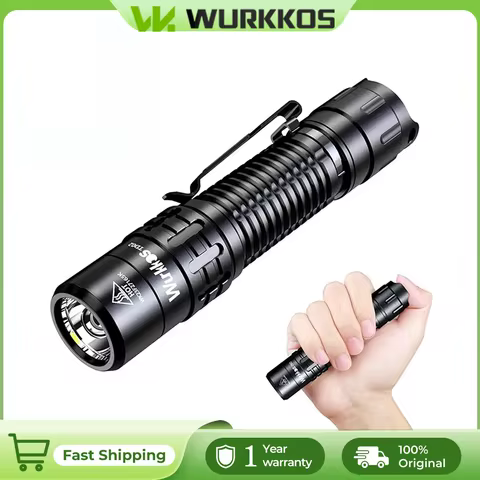 Wurkkos TD02 Tactical Flashlight 2000LM Pocket Torch 18650 Rechargeable EDC Type-C Charging Port Tai