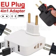 EU Plug - 180 Degree Rotatable EU Plug - AC Outlets - 4 in 1 USB To EU Socket Converters - Multi-Plu