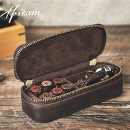 Hiram Crazy Horse Leather Jewelry storage box Men Luxurious Retro Cufflink Ring Storage Box Travel G