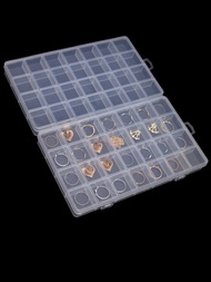 1入組28格珠寶收納盒,透明多功能diy藝術工藝指甲鑽珠寶耳環珠子整理盒,情人節禮物