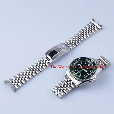 Rolamy 20mm Sliver Hollow Curved End Solid Screw Links Watch Band Jubilee strap For Seiko Prospex Se