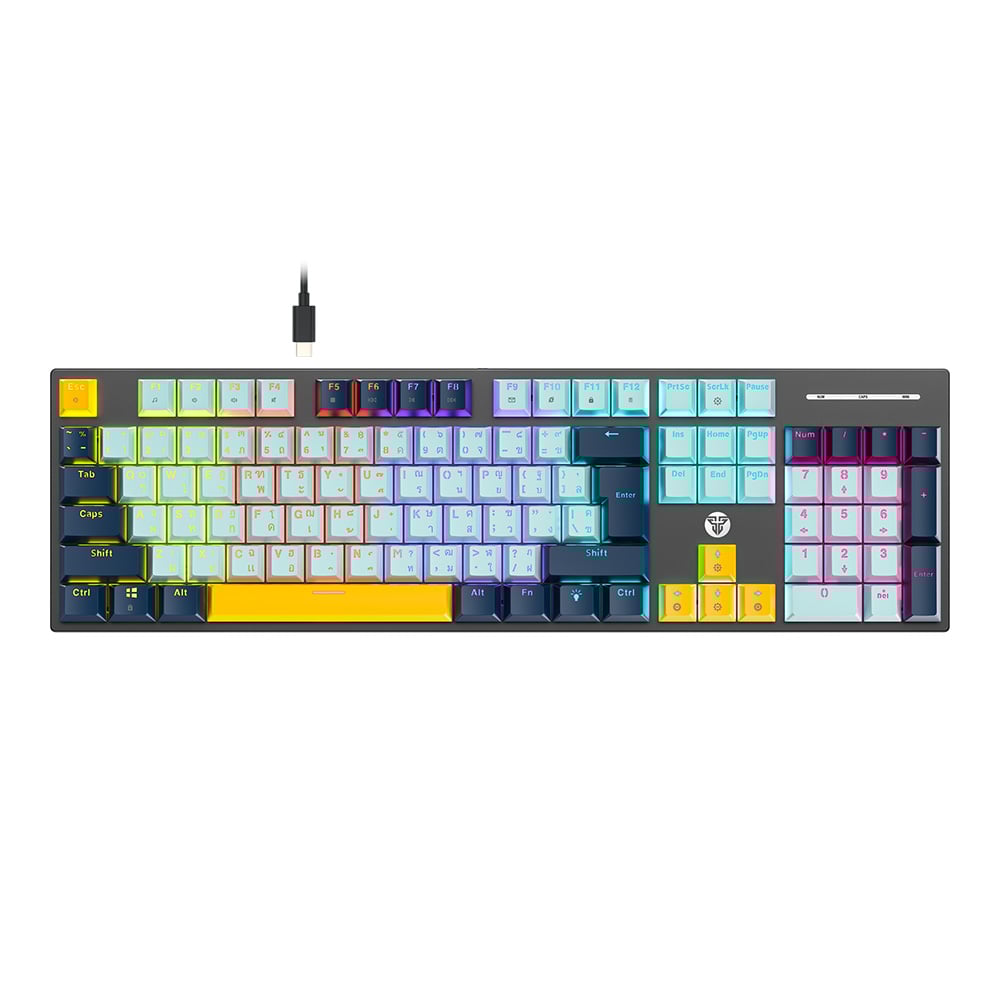 KEYBOARD (คีย์บอร์ด) FANTECH ATOM104 MIZU EDITION MK889S RED SWITCH RAINBOW LED EN/TH - SKY BLUE