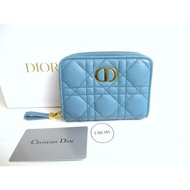 Authentic Christian Dior Turquoise Leather Caro Scrlet Wallet Bifold Wallet #a360  Pre-owned