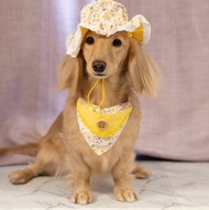 (10%捐公益)春日香氣系列-嬌羞小花口袋領巾+睡帽(鵝黃)